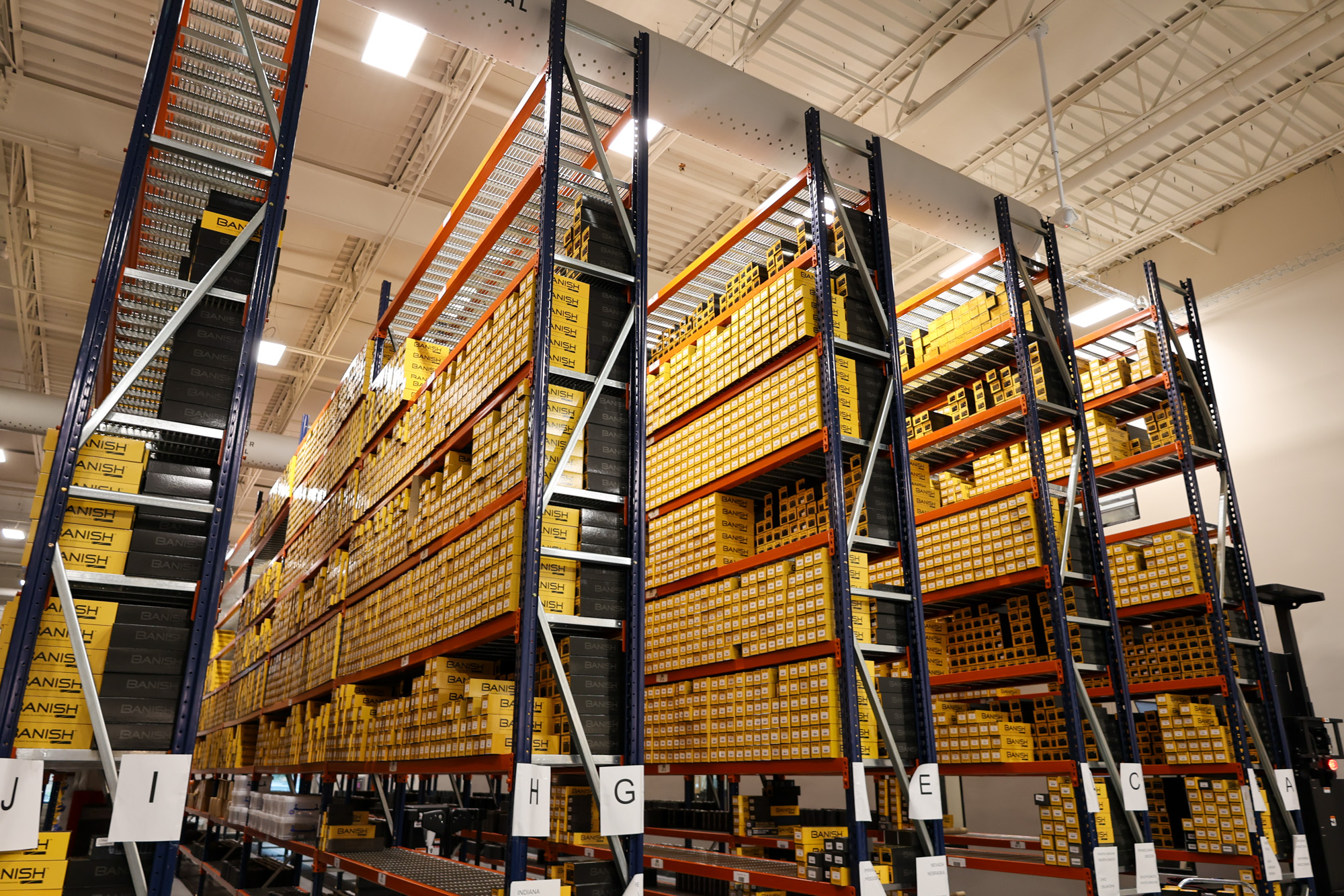 The warehouse shelves at Silencer Central.