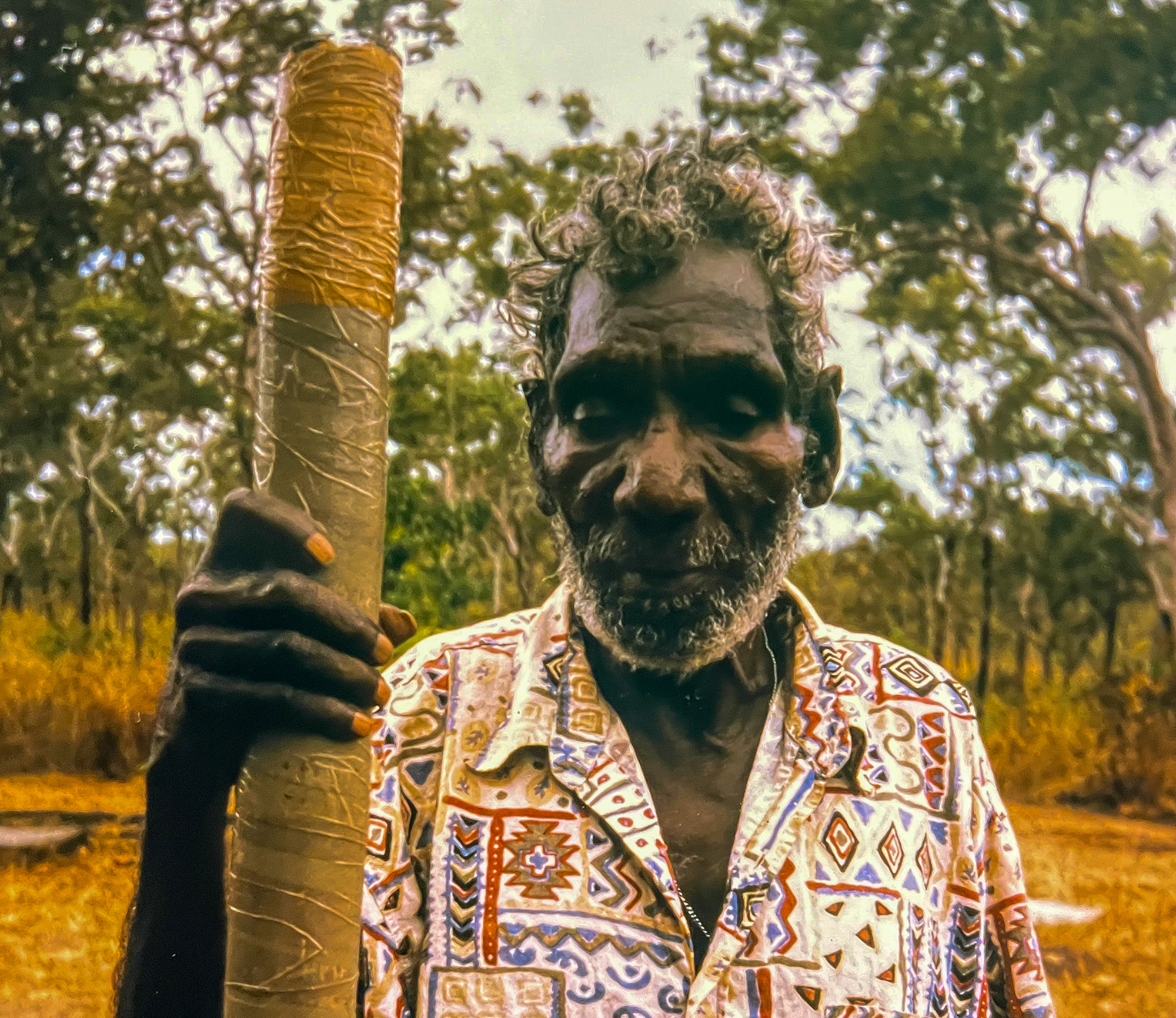 An Aboriginal chief poses for a portrait.