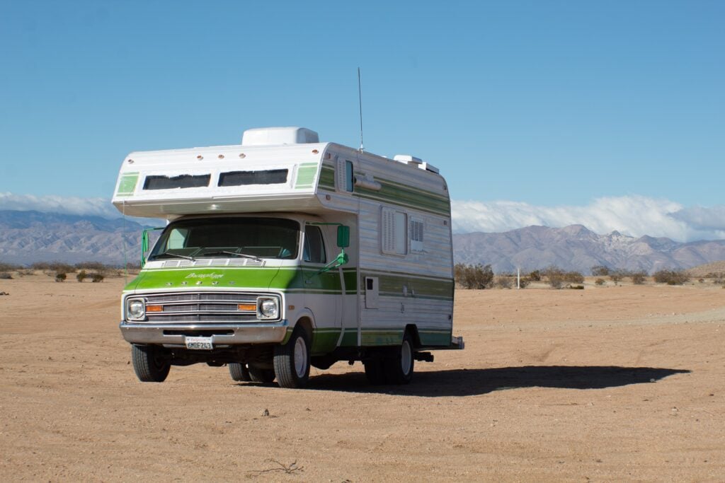 Used RV parked in desert