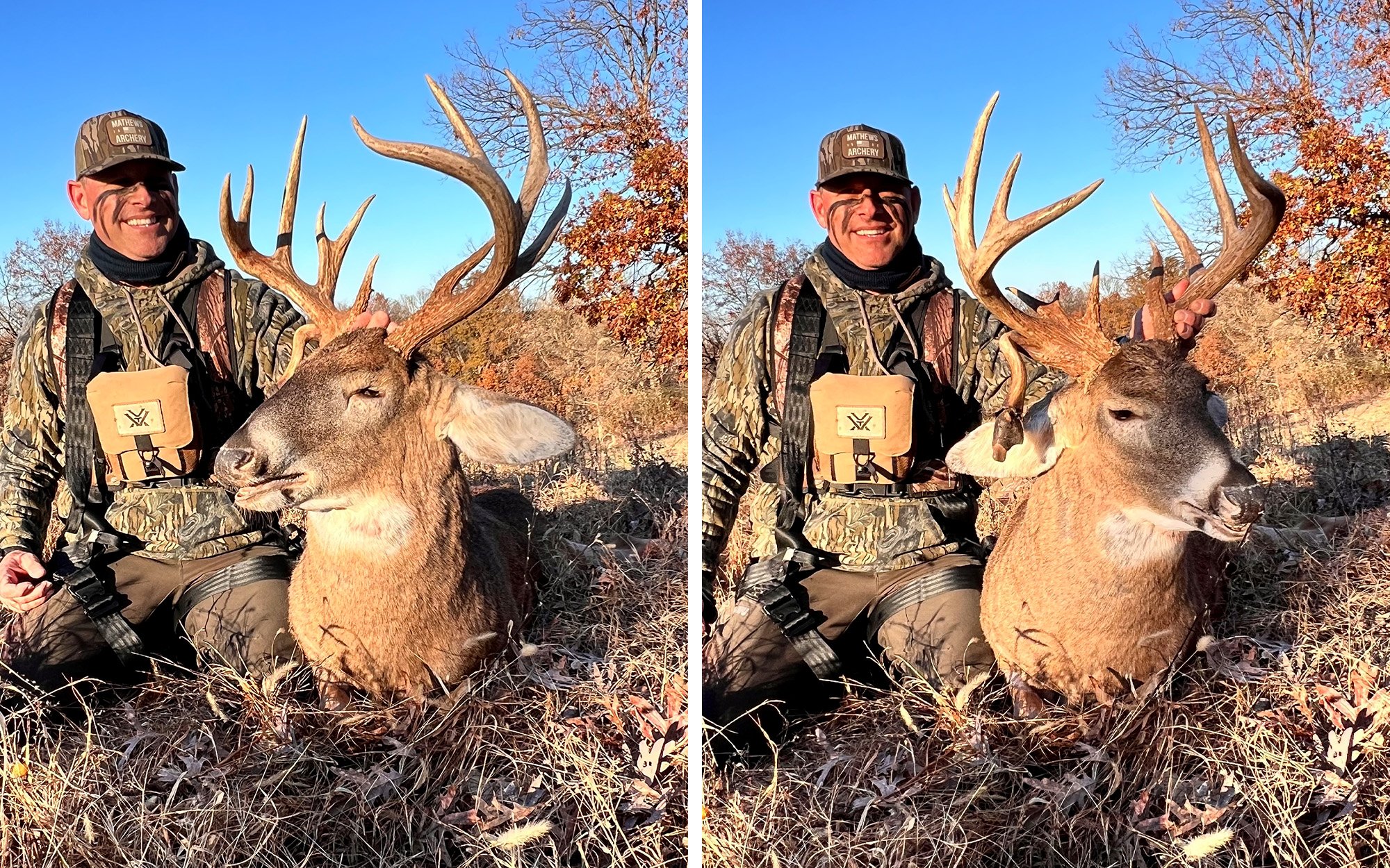 An Alabama bowhunter with a big Missouri buck.