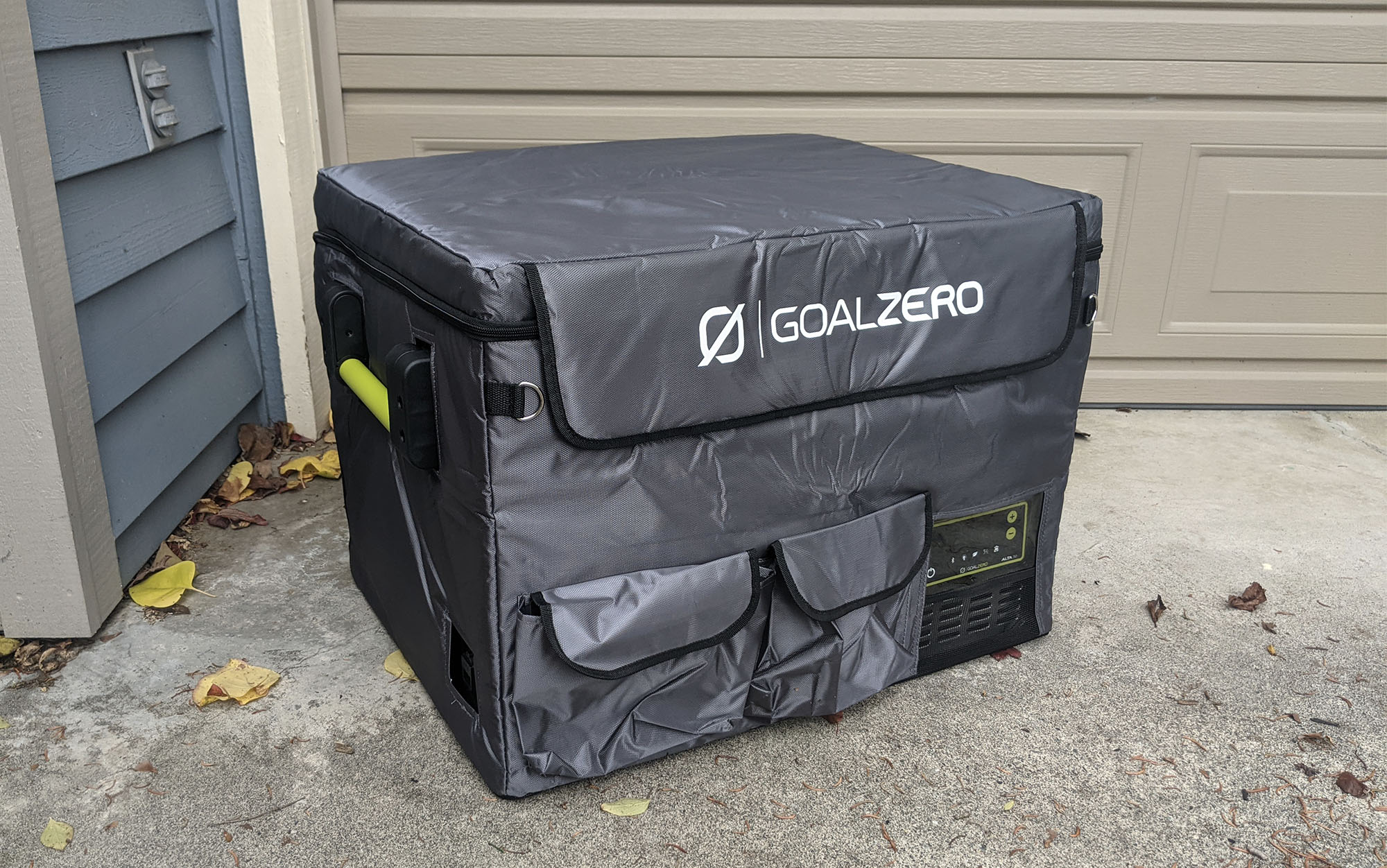 Goal Zero Alta 50 electric cooler covered up by its insulation casing