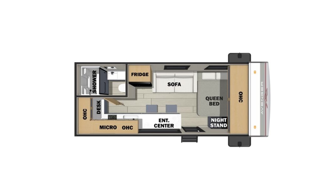 Prime Time Avenger floorplan. Photo courtesy Prime Time Mfg.