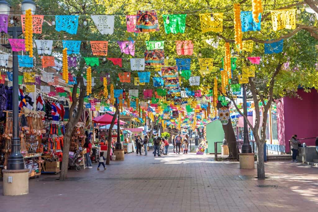 Flags flying in downtown San Antonio, Texas.