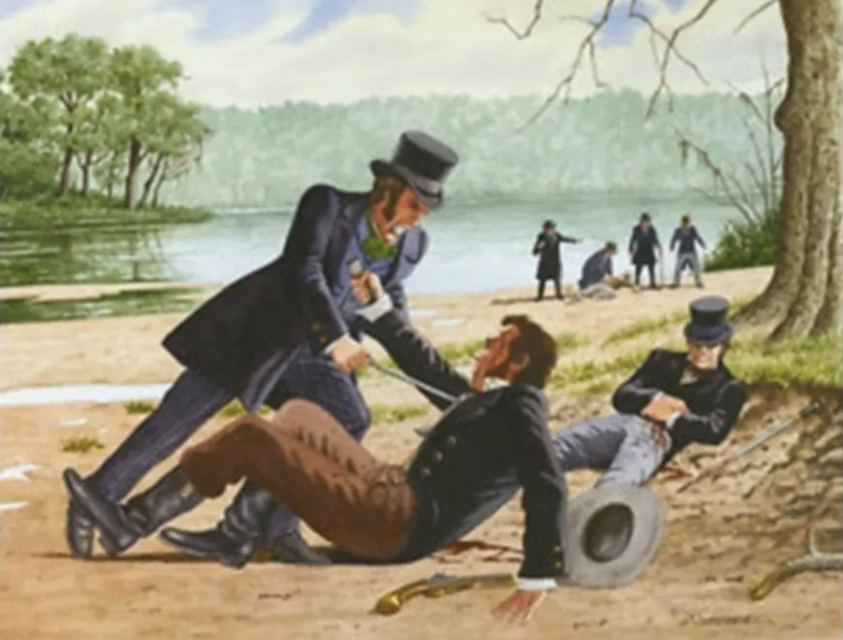 The Sandbar Fight painting depicts the Bowie knife.