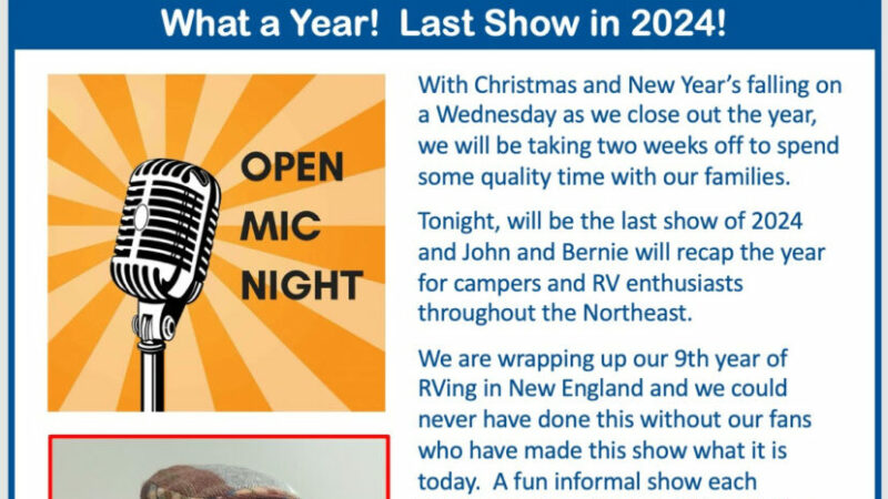 Open Discussion for Final ‘RVing in New England’ Show of 2024 – RVBusiness – Breaking RV Industry News