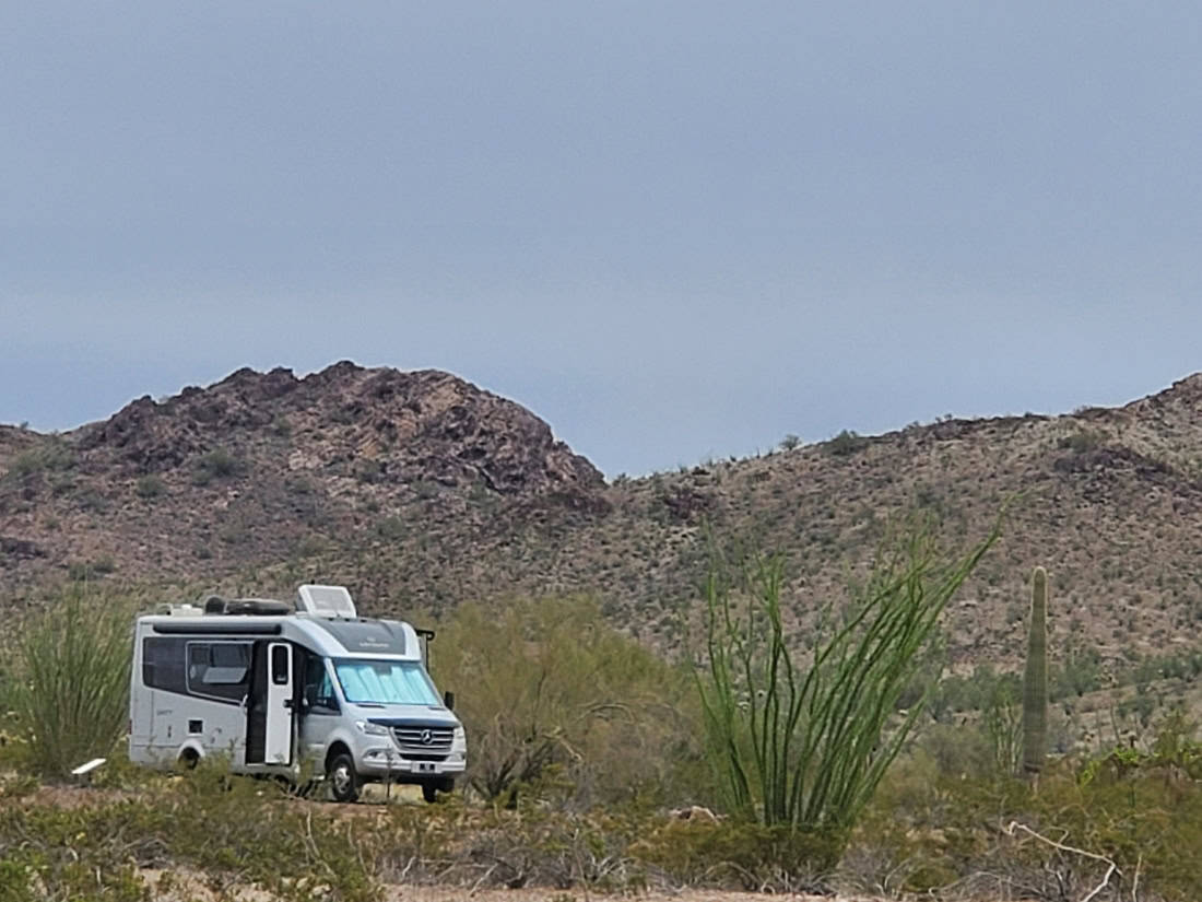 A motorhome camping at Kona Wildlife Refuge.