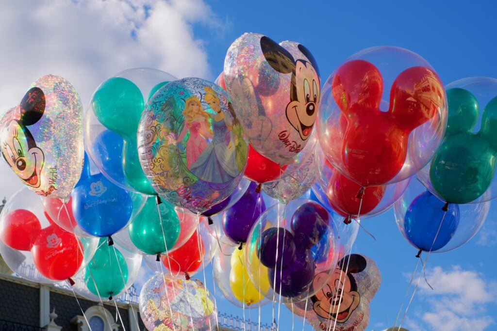 Disney World balloons: one of our money saving tips is to visit during slow season