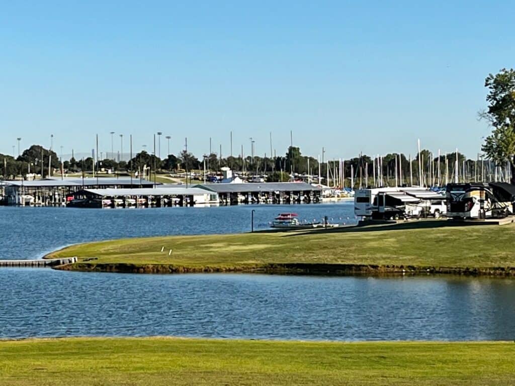 Lakefront sites at The Vineyards Campground.