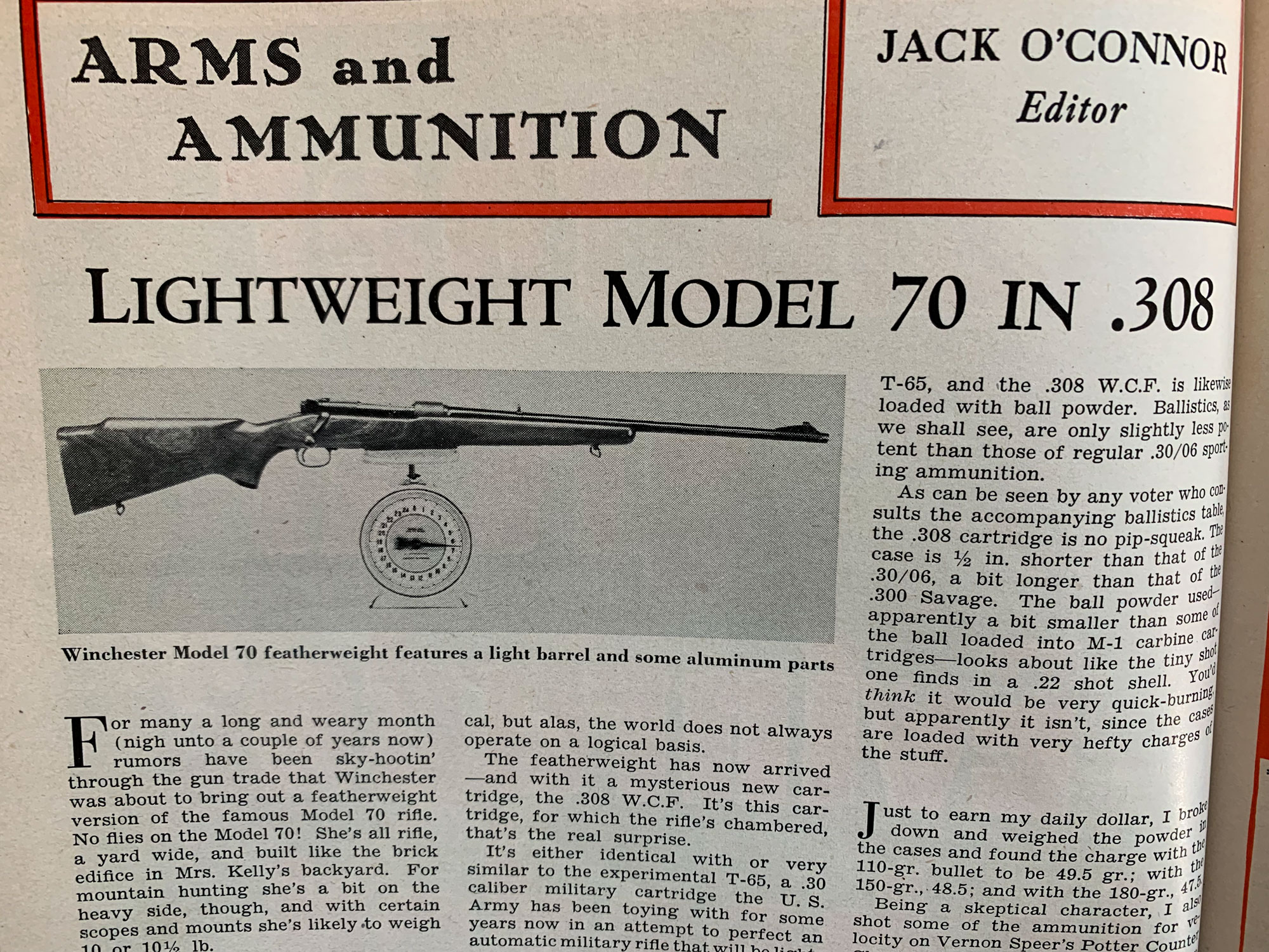 Jack O'Connor's first coverage of .308 Winchester