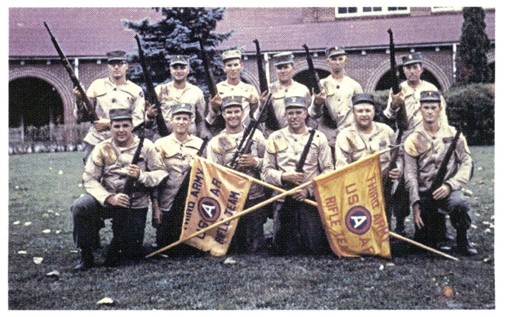 An old photo of an Army Reserve Rifle Team.