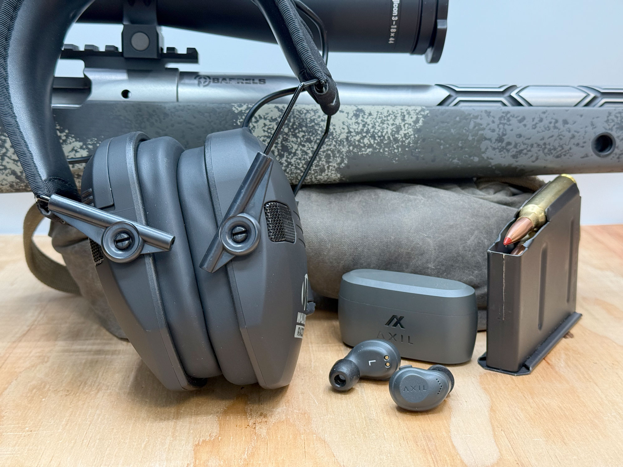 Axil Xcor pro electronic hearing protection doubled up