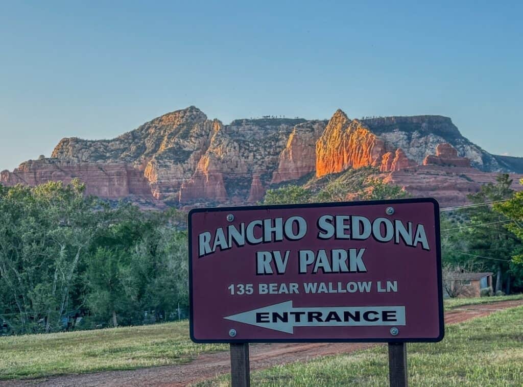 Entry sign to Rancho Sedona RV park.