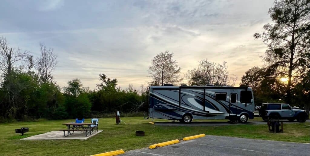 A spacious campsite at Bayou Segnette State Park.