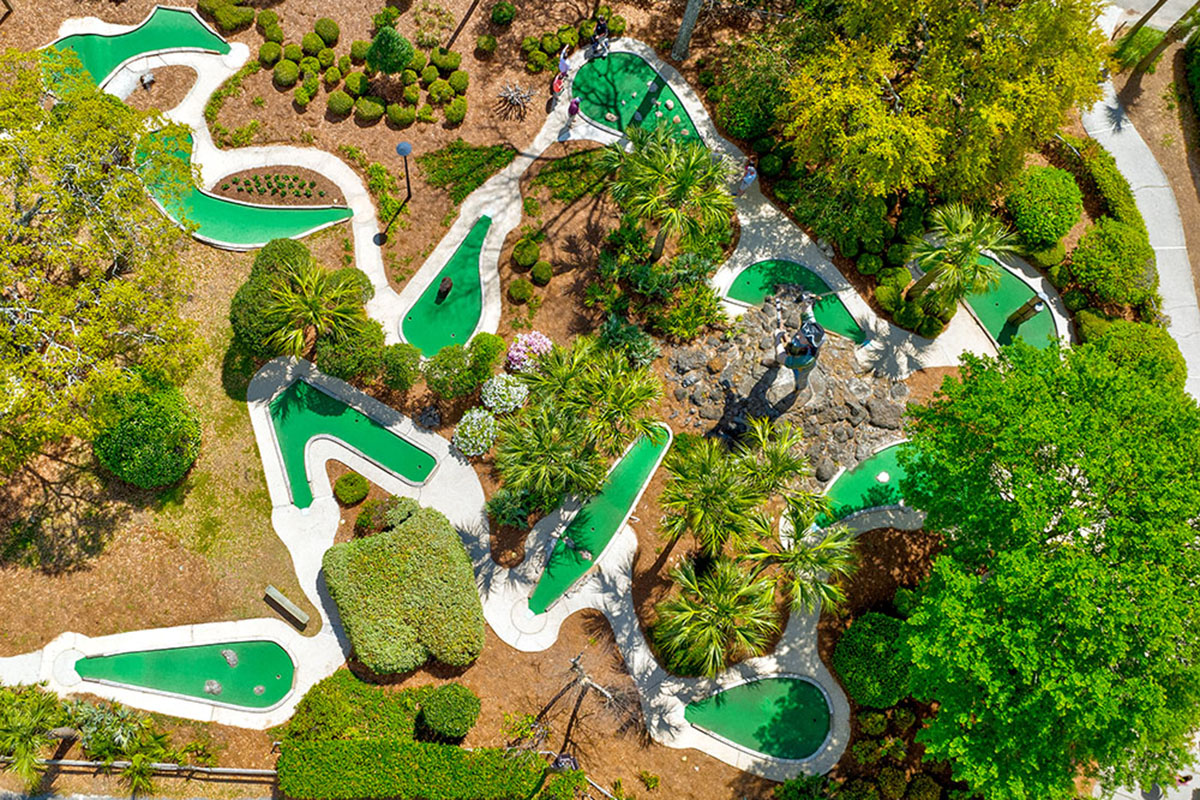 Aerial shot of miniature golf course