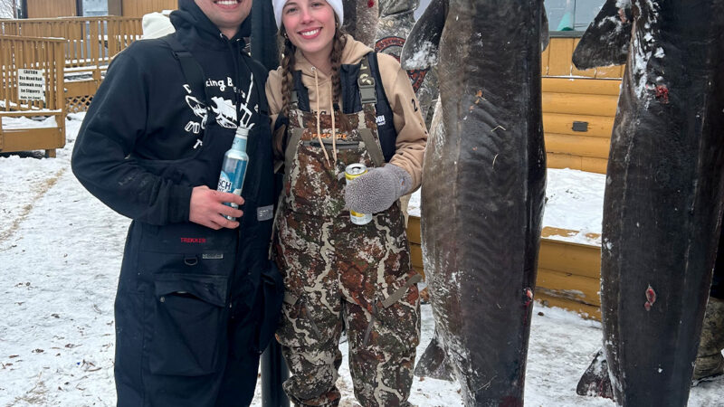 Near-Record Sturgeon Pulled Through the Ice Was So Big It Took Two Spears to Land