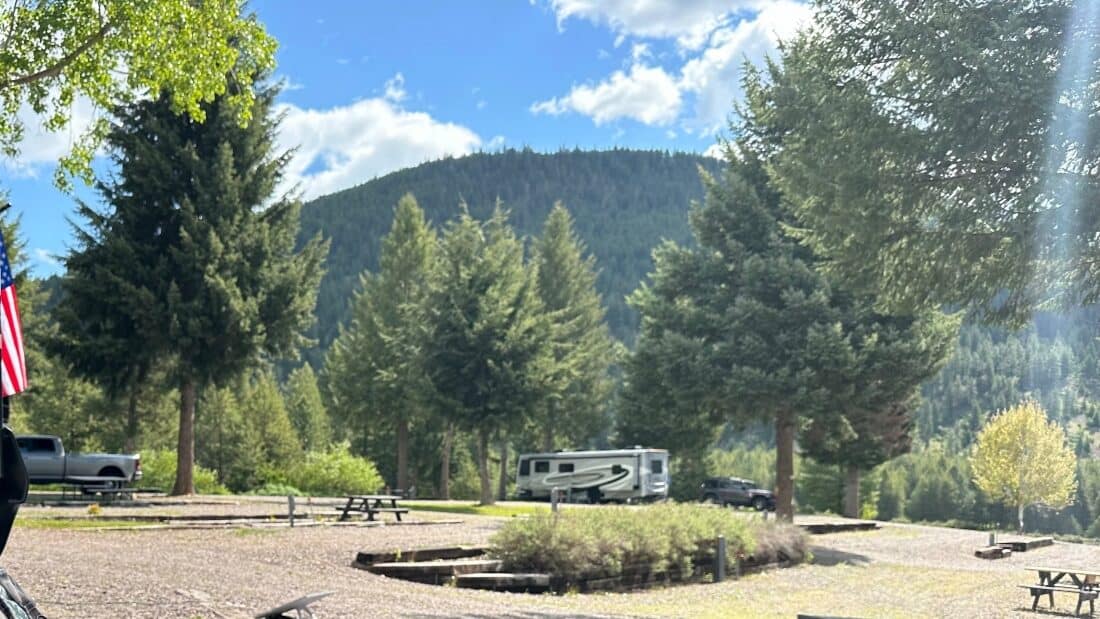 A scenic RV site at The Nugget RV Resort.