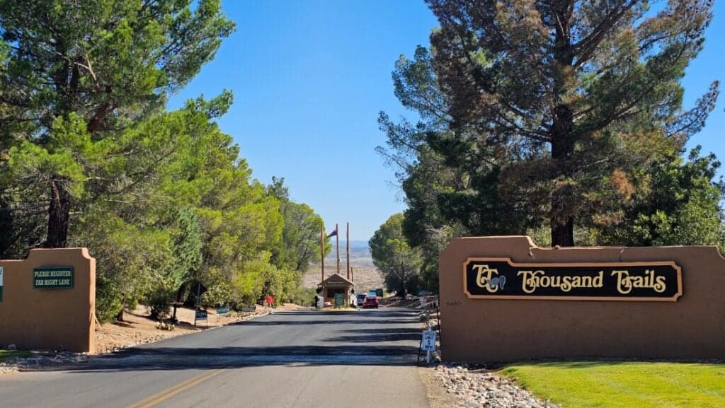 Entry sign to Thousand Trails Verde Valley.