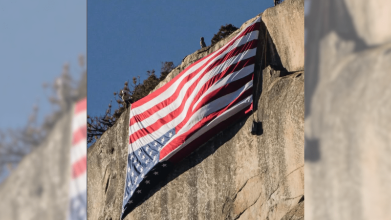 Yosemite Demonstrators Protest NPS Job Cuts, Hang Upside-Down Flag