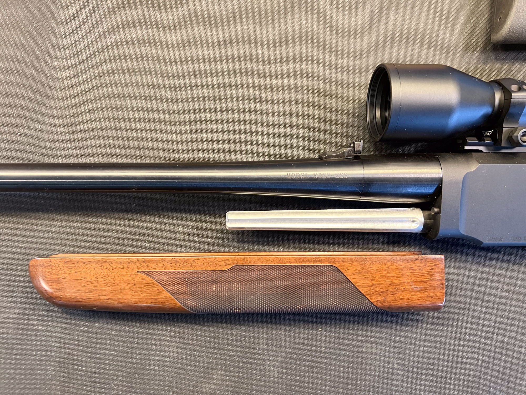 Fore-end of the Henry Lever Action Supreme disassembled on a cleaning mat