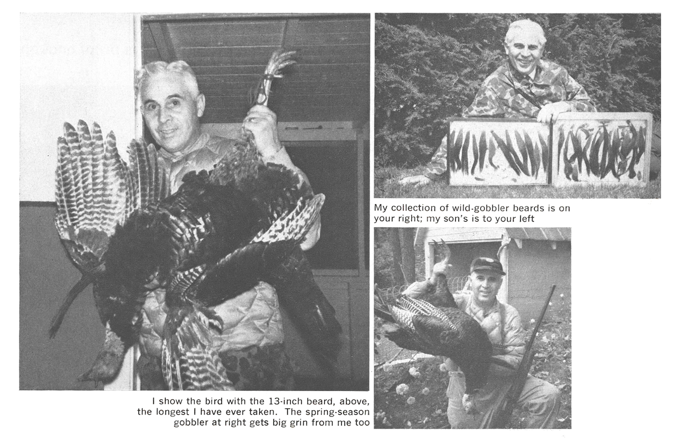 Three black and white photographs of a west virginia turkey hunter