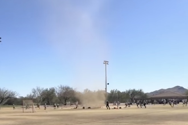 Lacrosse Game Turns Wild as Dust Devil Sends Backpacks Flying