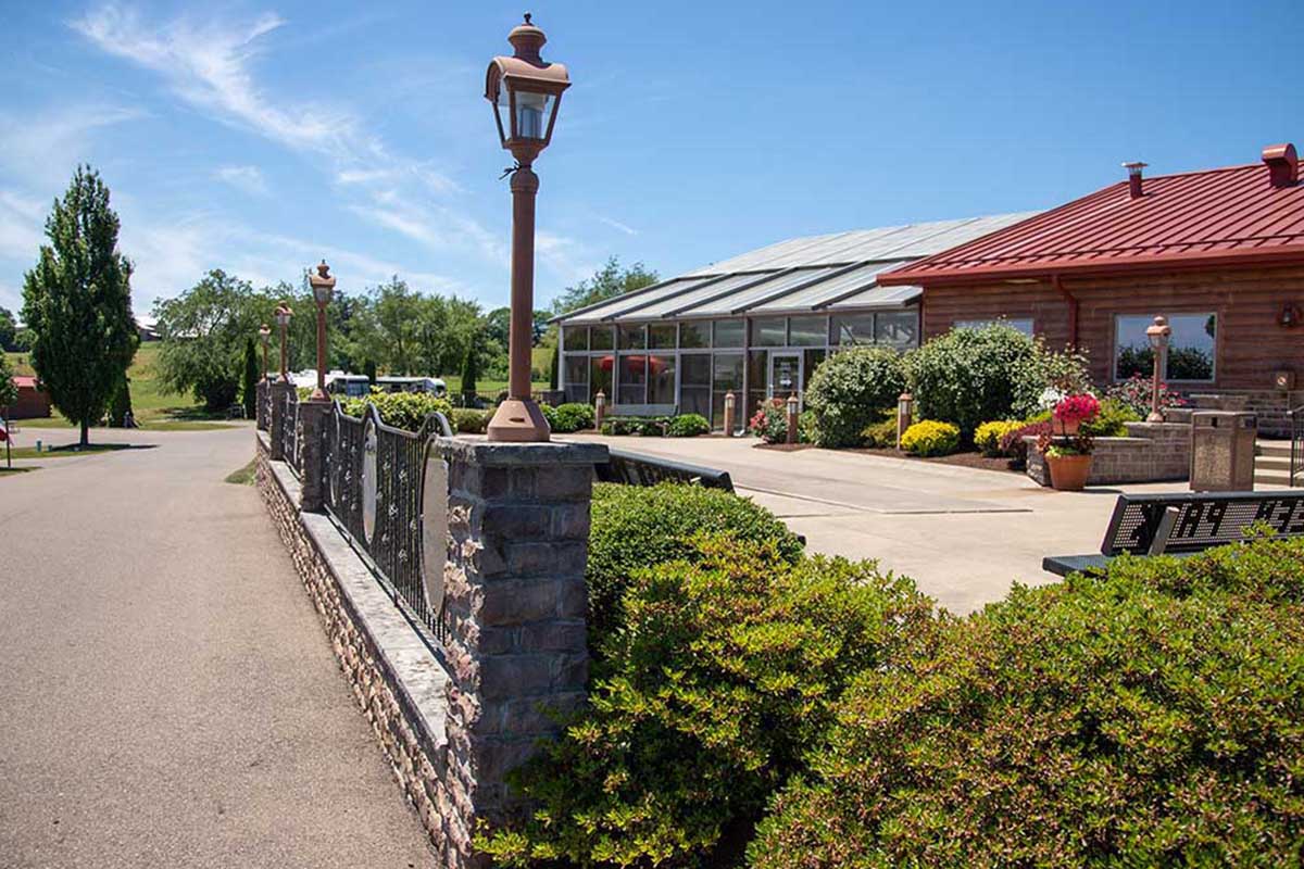 Office and pool of RV resort.