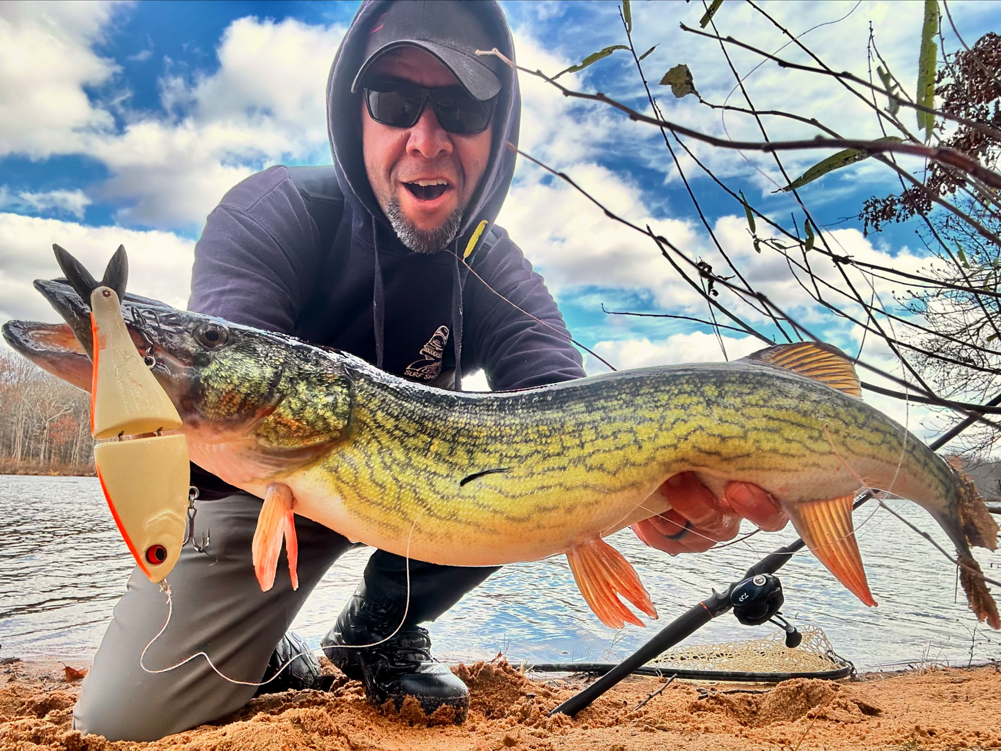 Joe Cermele holds up a nice chain pickerel