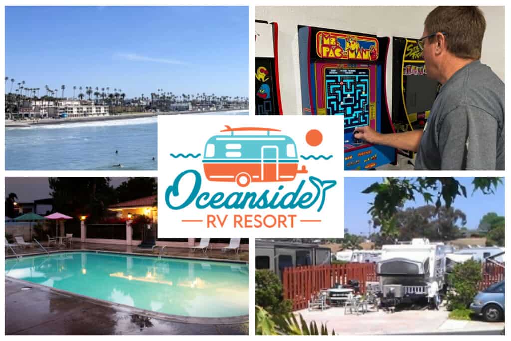 collage of amenities at Oceanside RV Resort