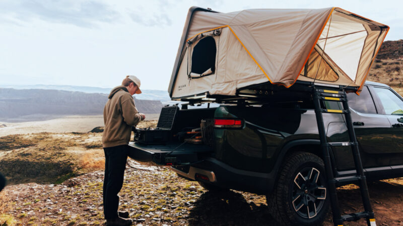 The Rivian x iKamper Skycamp Mini is a Rooftop Tent for Your Electric Truck