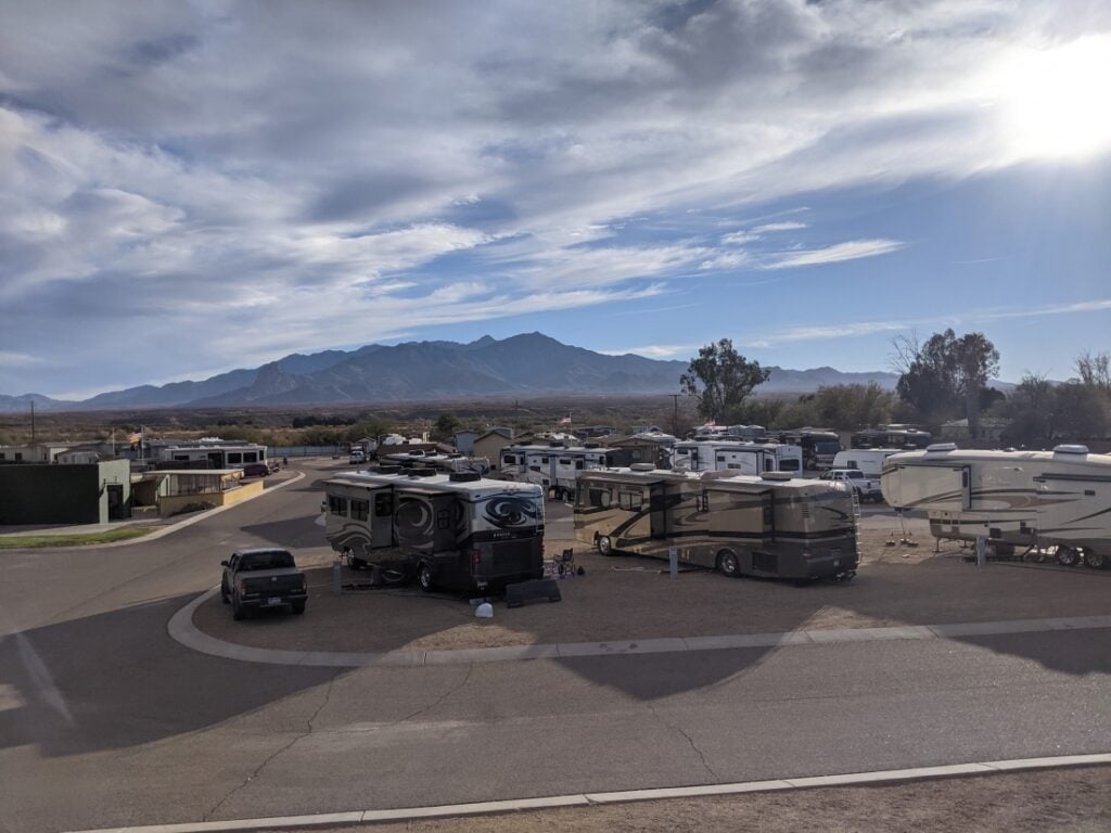 RV sites at De Anza RV Resort.