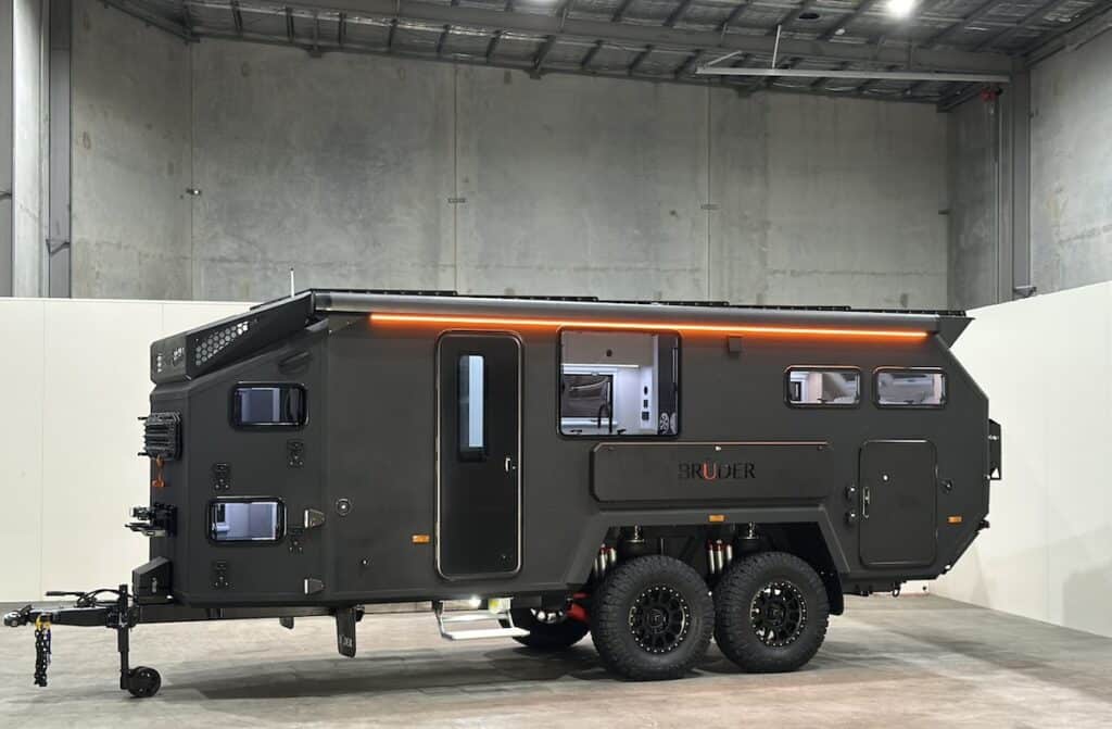 Bruder EXP 10 overland travel trailer is one of several models with a built in atmospheric water generator