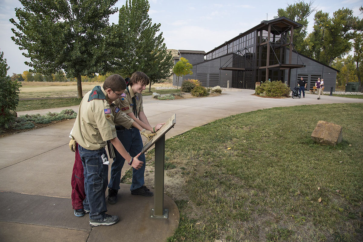 Boy scouts check out exhibit.
