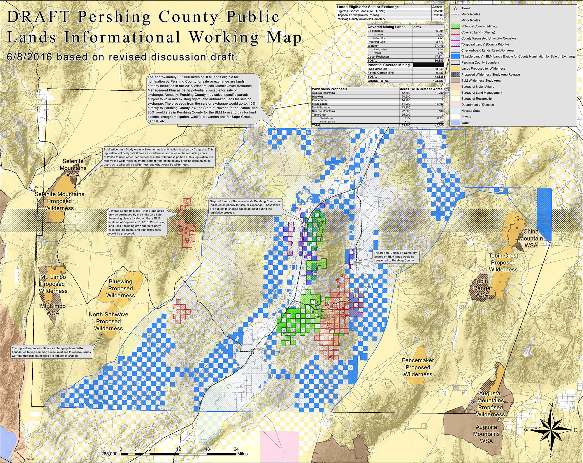 A map of Pershing County BLM lands to be sold.