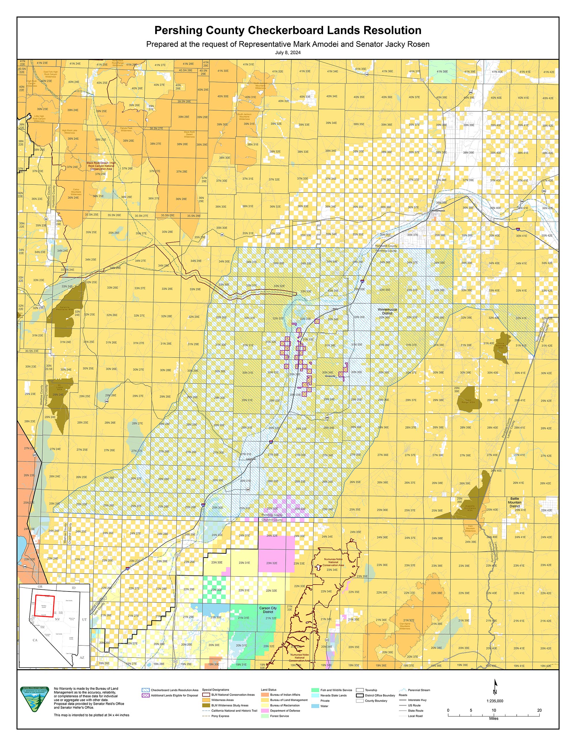 Pershing County Nevada land trade map