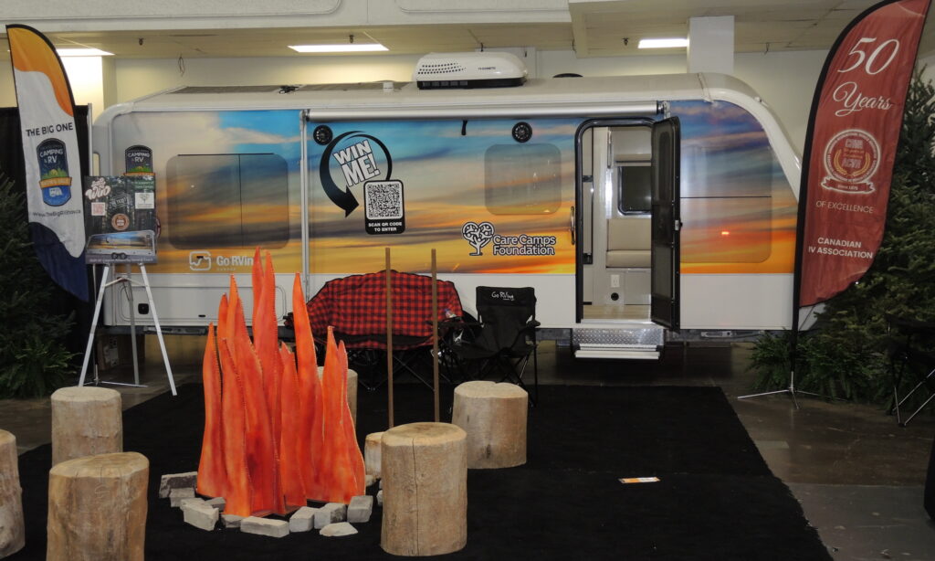 A specially wrapped General Coach Citation Reward travel trailer is the grand prize in the CRVA's 50th Anniversary "RV The North Giveaway".