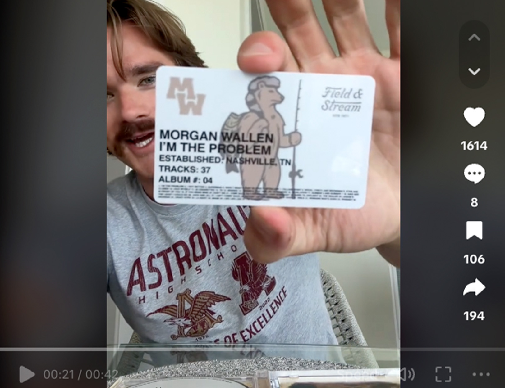 A novelty fishing ID card included in a limited-edition Morgan Wallen album.