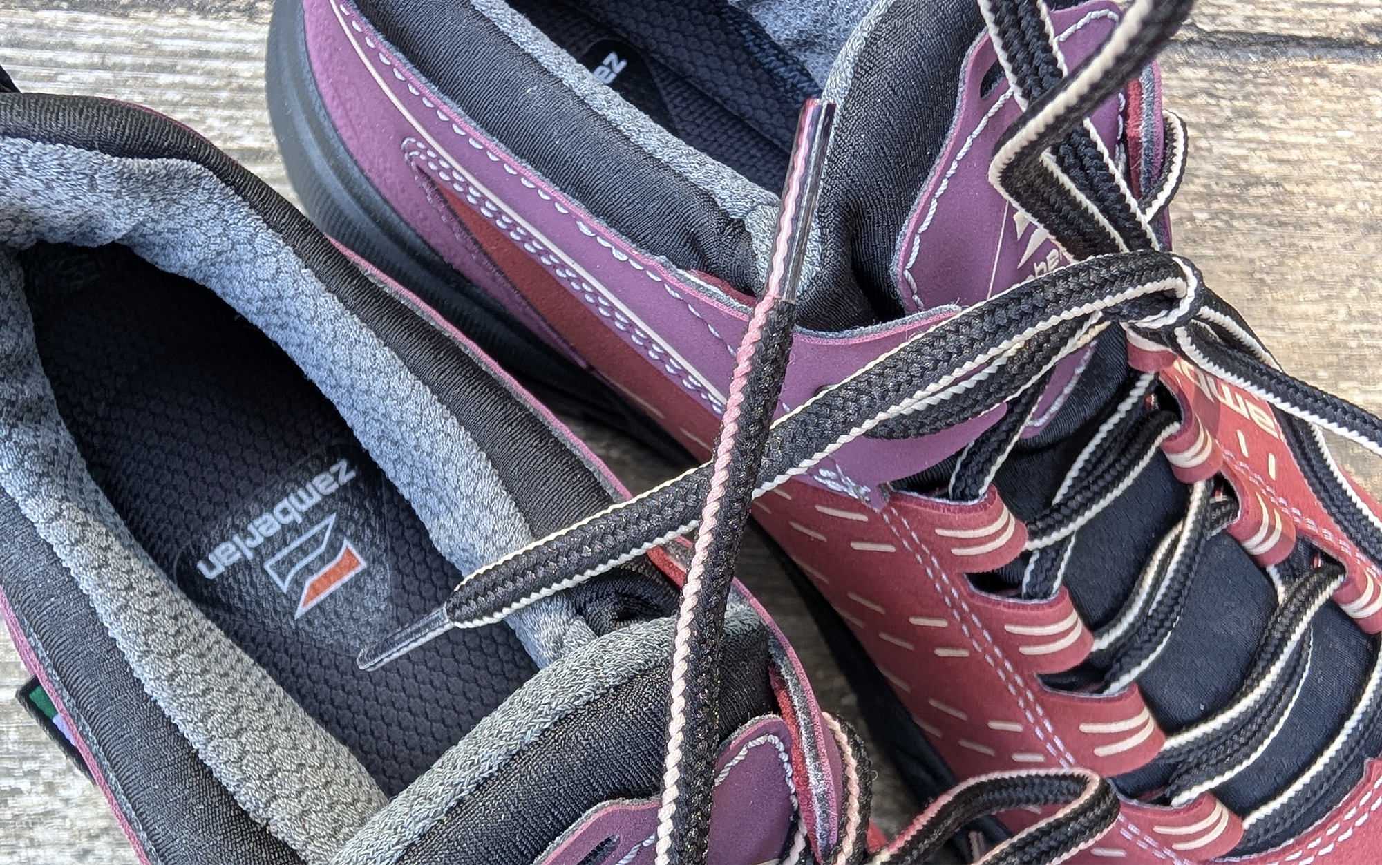 pink shoelaces on the Zamberlan Circe