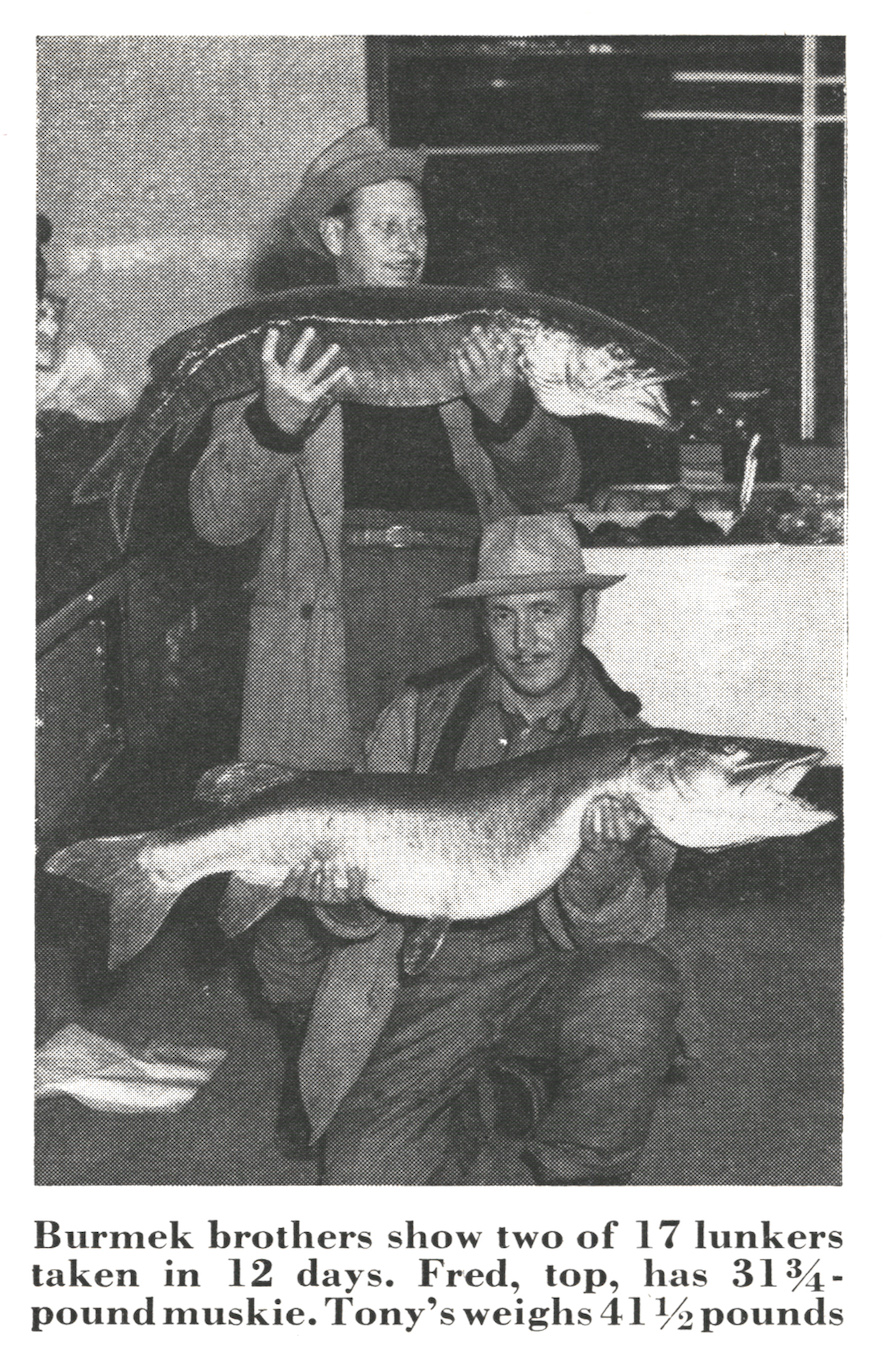 A photo of the Bermek brothers with two muskies