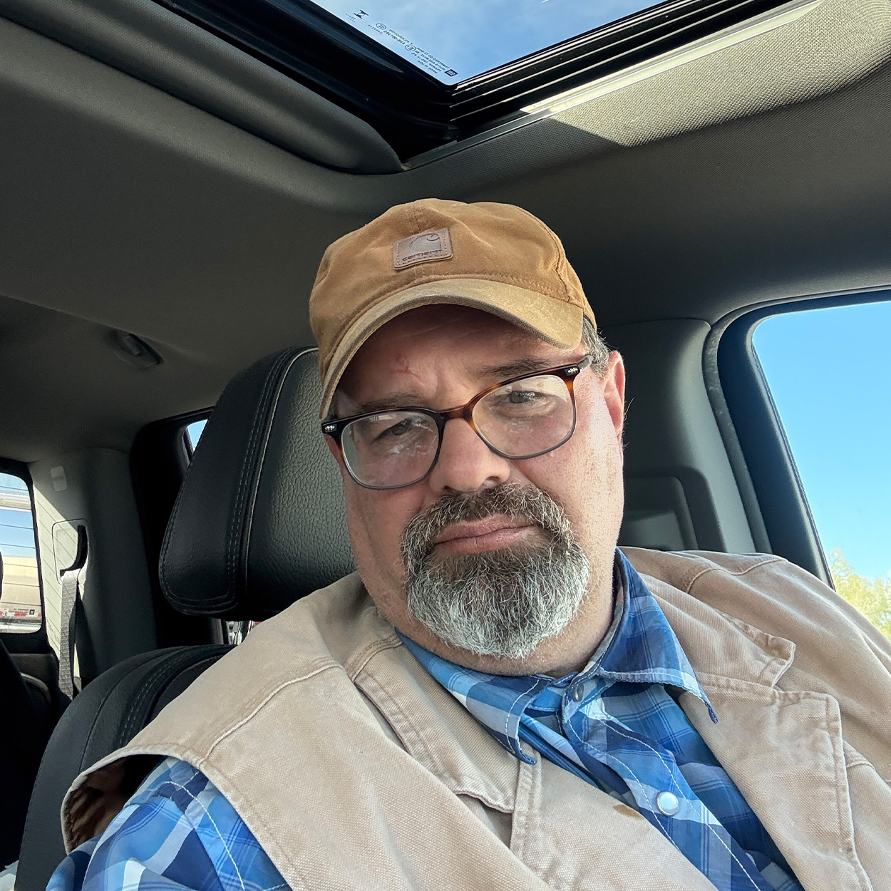 A Montana man in his truck.