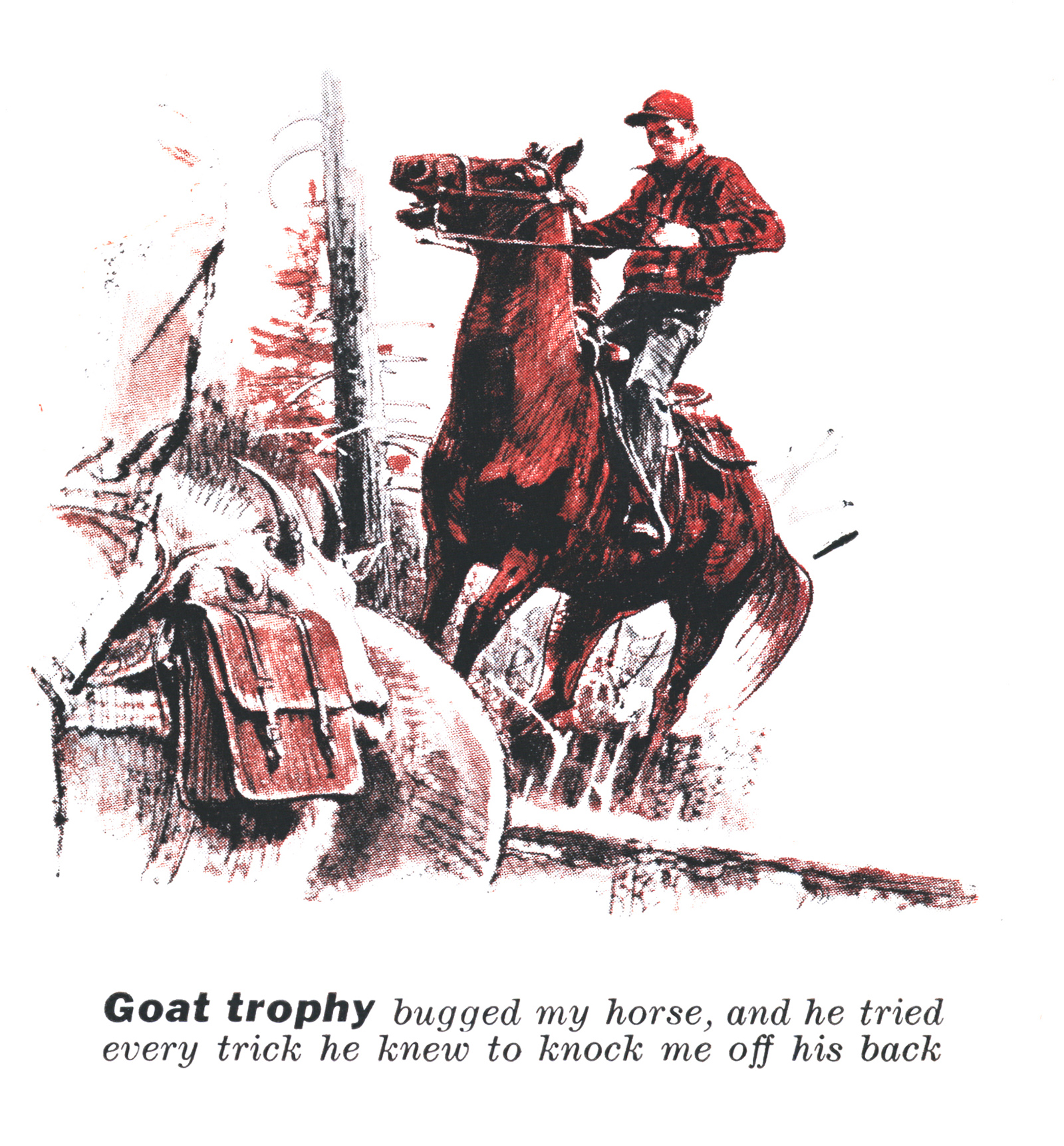 An illustration of an elk hunter on a horse