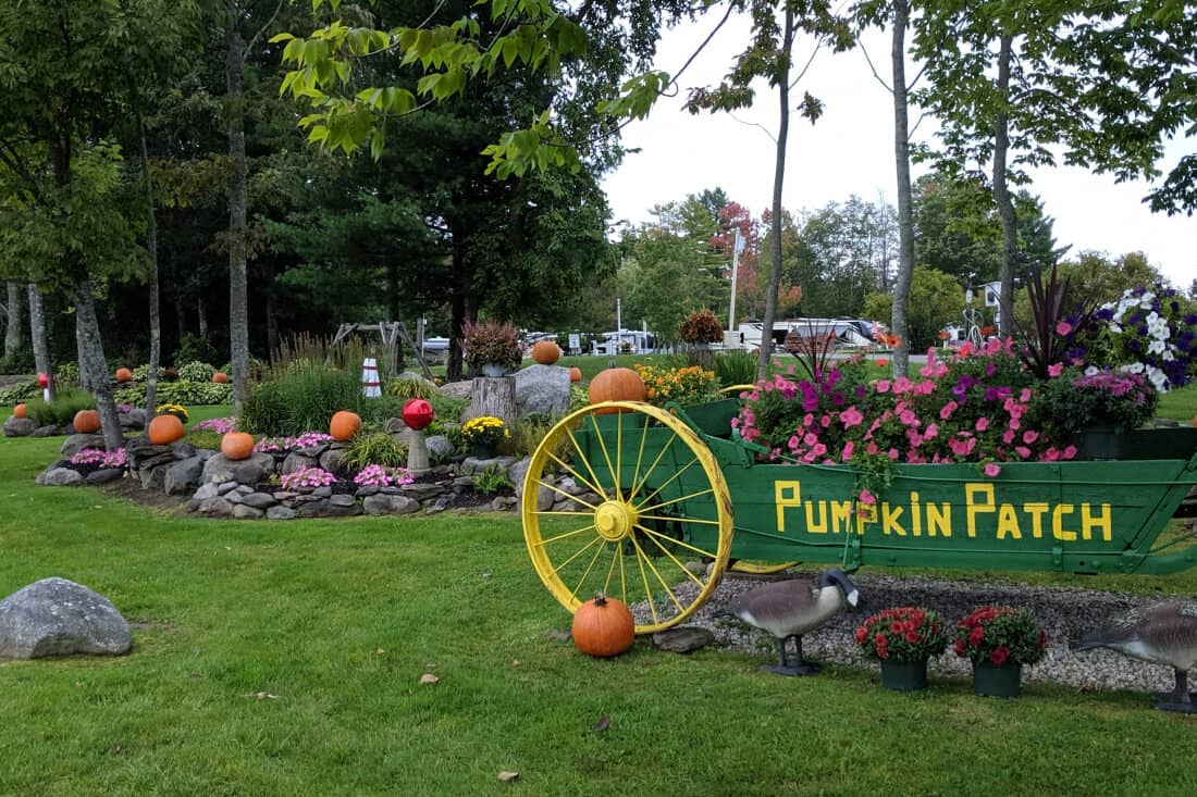 Welcome sign at Pumpkin Patch RV Resort.