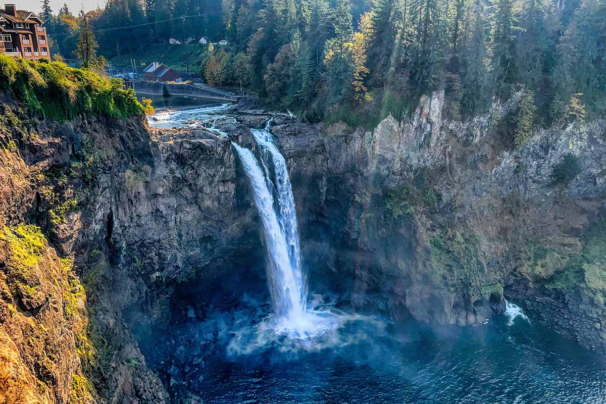 Tall water cascade.